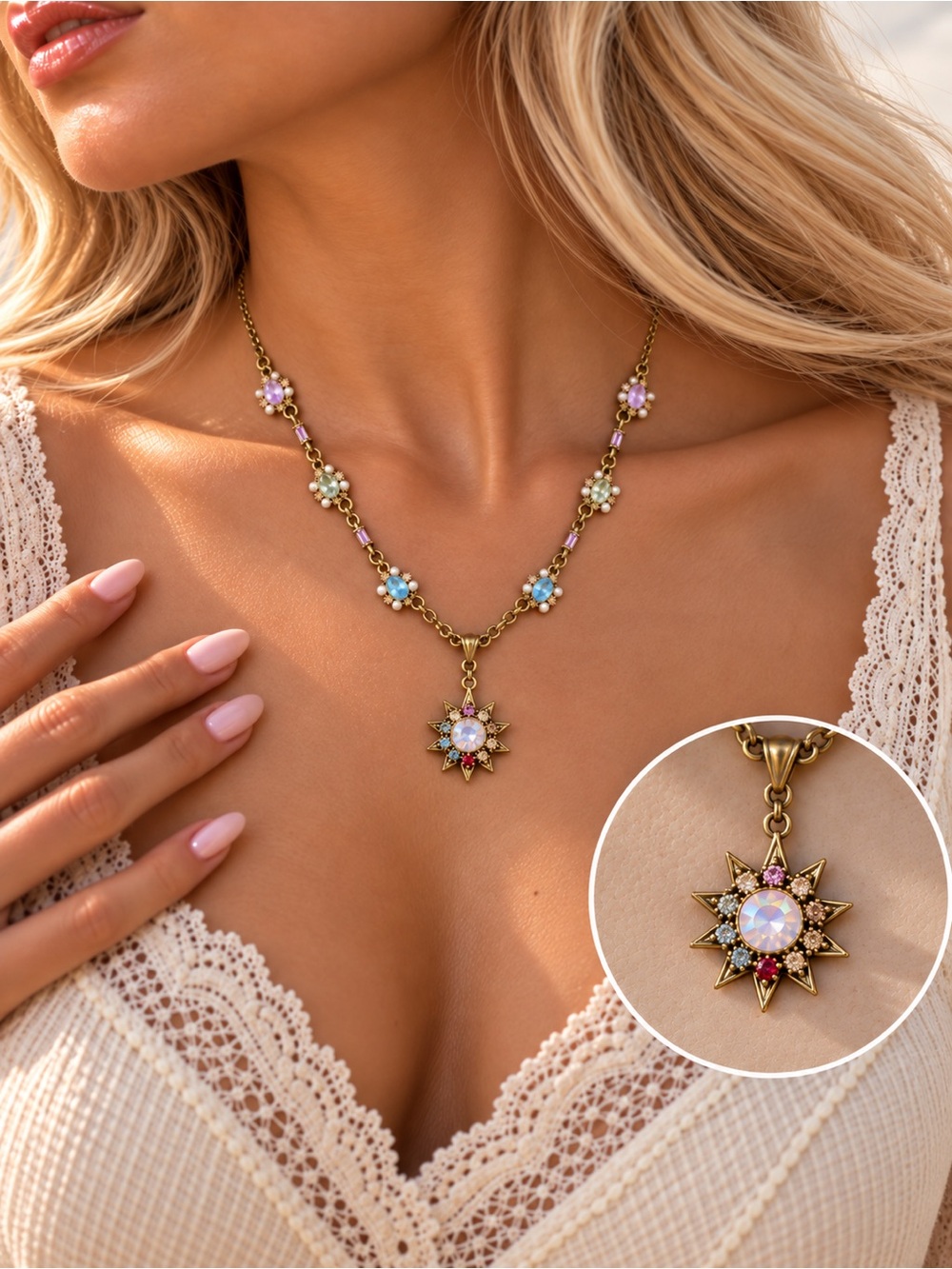 Jeweled in the Stars Cubic Zirconia Starburst Necklace